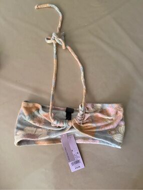Target Pastel Floral Bandeau Tie Neck - Peach, Pink, Gray